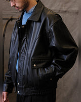 80s Panelled Leather Blouson – worn by model