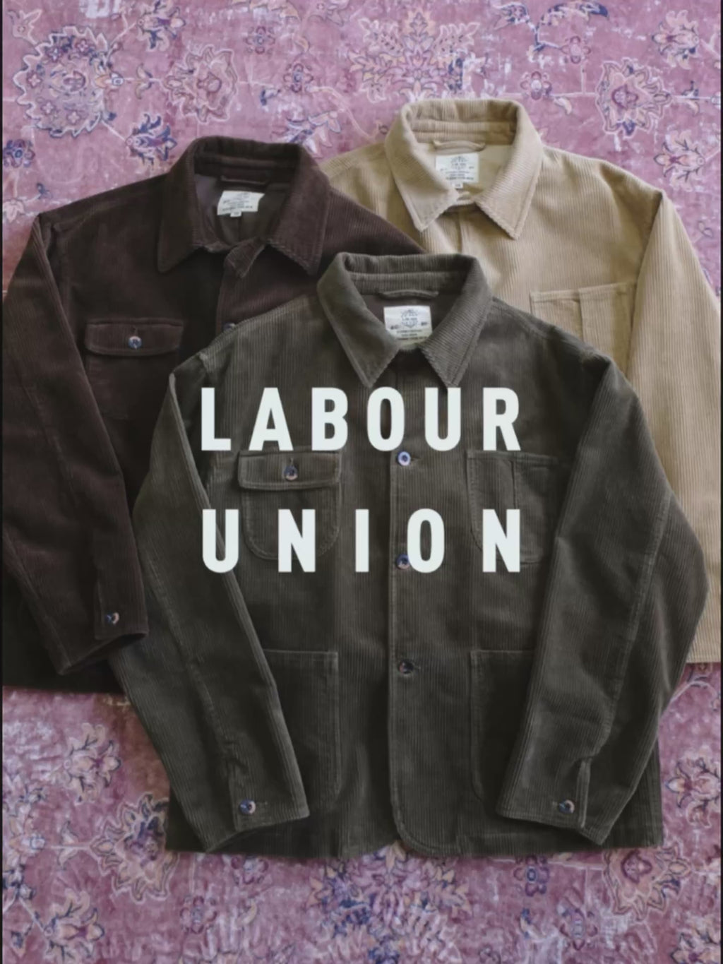 Corduroy Chore Jacket in tan, dark brown and olive – video