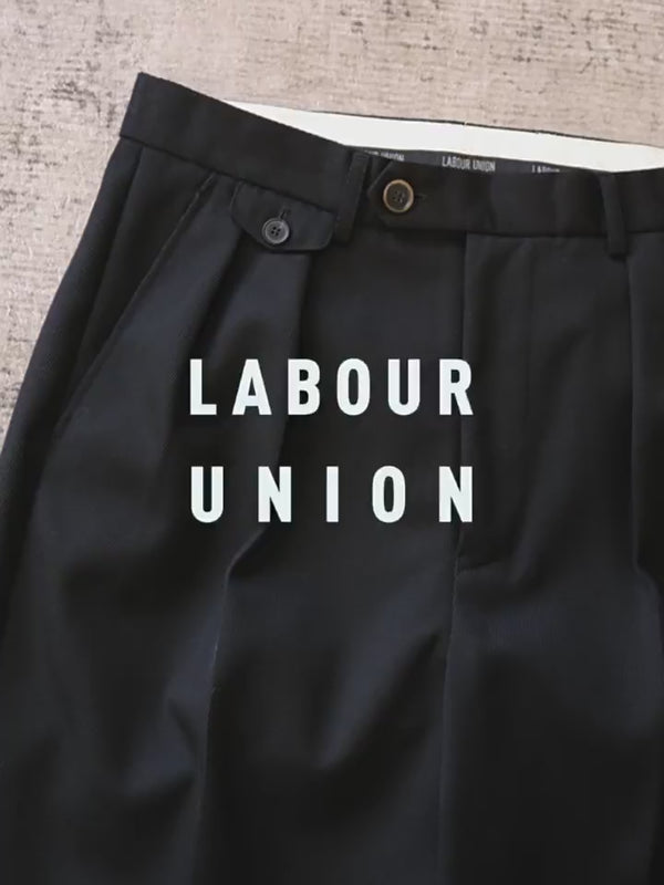 pantalon plissé en laine mélangée peignée