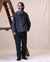Red-line Selvedge 1950s High-waist Straight Jeans in raw indigo – full outfit on model