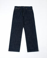 Blue-line Selvedge Straight Jeans in raw indigo – front view, flat lay
