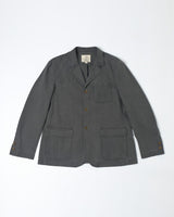 Washed Herringbone Cotton Blazer in charcoal – front view, flat lay