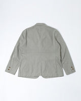 Washed Herringbone Cotton Blazer in light grey – back view, flat lay