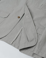 Washed Herringbone Cotton Blazer in light grey – close-up of lapel