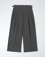 Washed Herringbone Pleated Trousers in charcoal – front view, flat lay