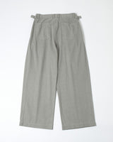 Washed Herringbone Pleated Trousers in light grey – back view, flat lay