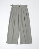 Washed Herringbone Pleated Trousers in light grey – front view, flat lay