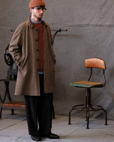 Houndstooth Wool Balmacaan Coat