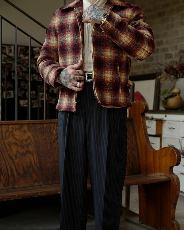 LabourUnion-handmade-clothing-american-retro-vintage-style-menswear-Burgundy-Full-Plaid-Sports-Jacket