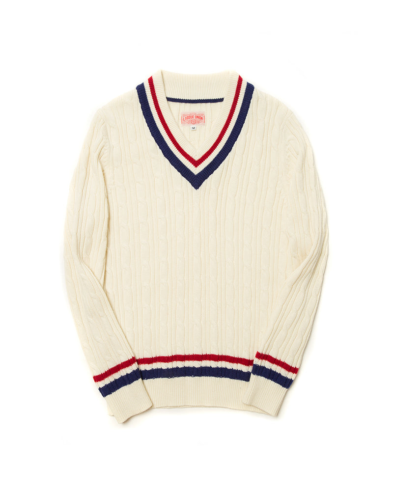 V Neck Cricket Sweater Blue&Red – Labour Union Clothing-Since 1986