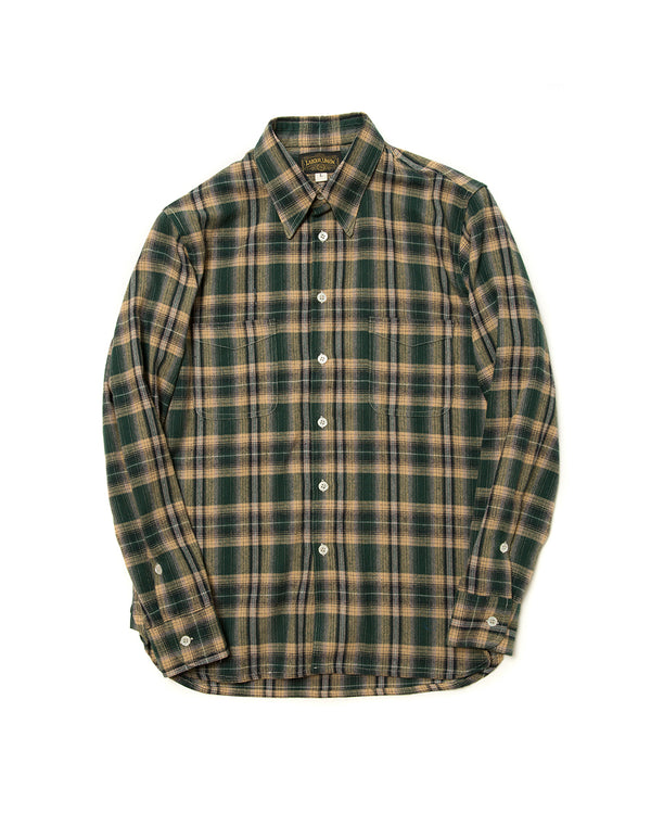 LabourUnion-handmade-clothing-american-retro-vintage-style-menswear-shirt-green-flannel-plaid-shirt