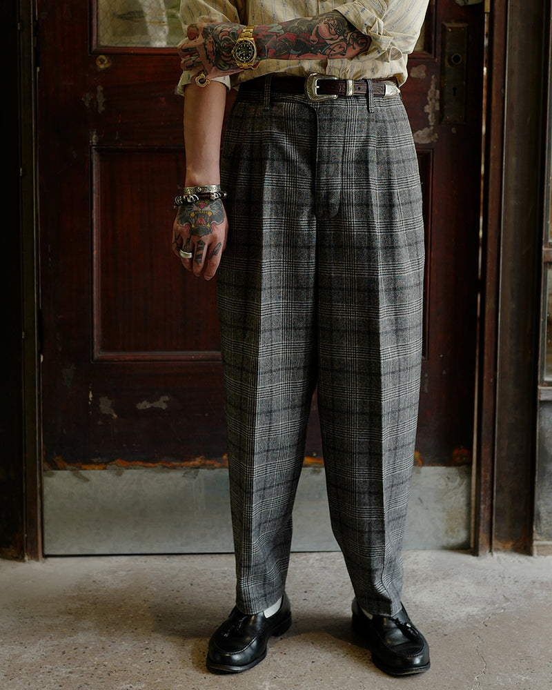 Mens Tweed Wool Check Vintage 1920s Classic Tailored Fit Trousers Regu