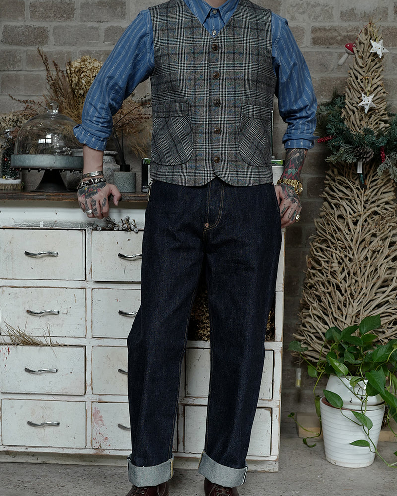LabourUnion-handmade-clothing-american-retro-vintage-style-menswear-vest-Grey-Check-Vest