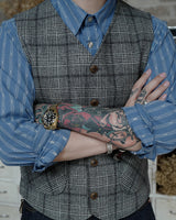 LabourUnion-handmade-clothing-american-retro-vintage-style-menswear-vest-Grey-Check-Vest