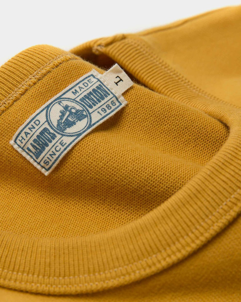LabourUnion-clothing-american-retro-Solid-Color-Cotton-yellow-rib-neckline