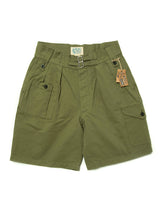 LabourUnion-clothing-american-retro-vintage-handmade-menswear-shorts-British-Army-Double-Buckle -Gurkha-Shorts-green-front