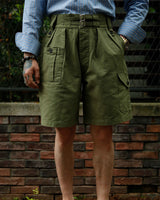 LabourUnion-clothing-american-retro-vintage-handmade-menswear-shorts-British-Army-Double-Buckle -Gurkha-Shorts-green