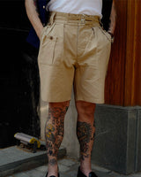 LabourUnion-clothing-american-retro-vintage-handmade-menswear-shorts-British-Army-Double-Buckle-Gurkha-Shorts-khaki-model