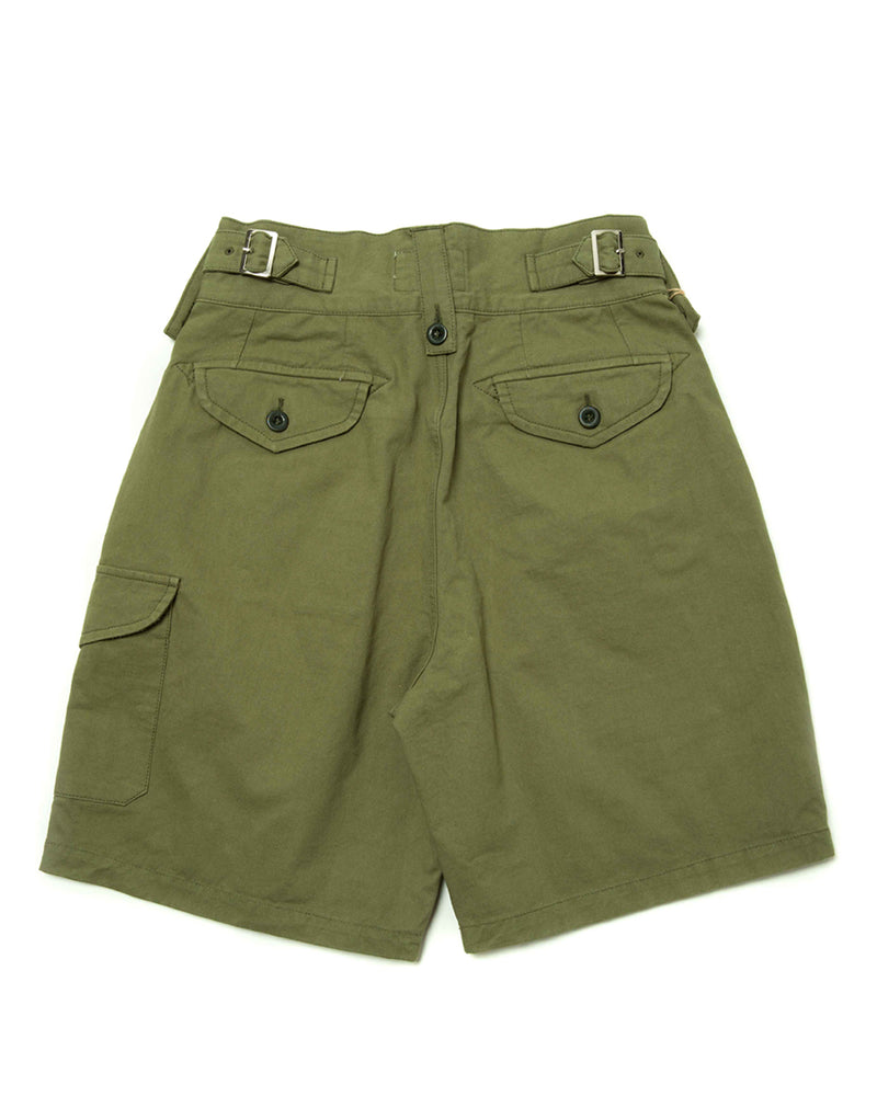 LabourUnion-handmade-clothing-american-retro-vintage-style-menswear-Australian-Army-Buckle-Gurkha-Shorts-green-back-patch-pockets