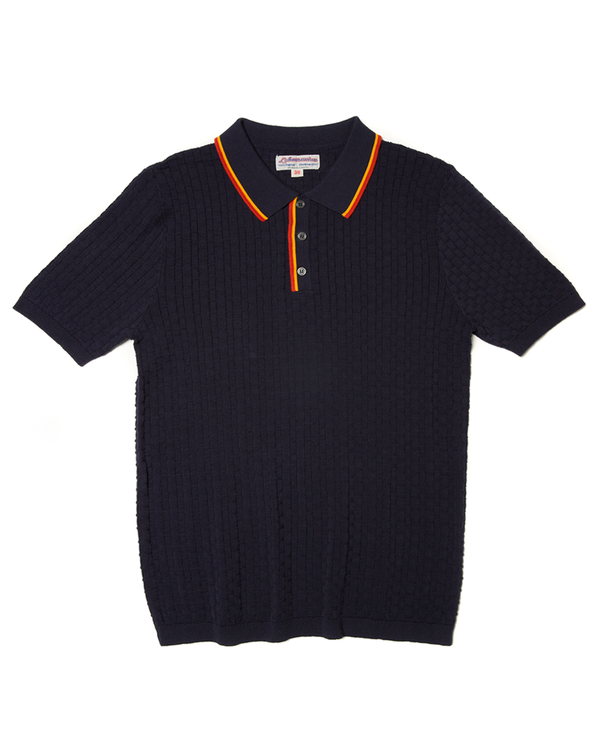 Jacquard Color Stripe Collar Polo Shirt
