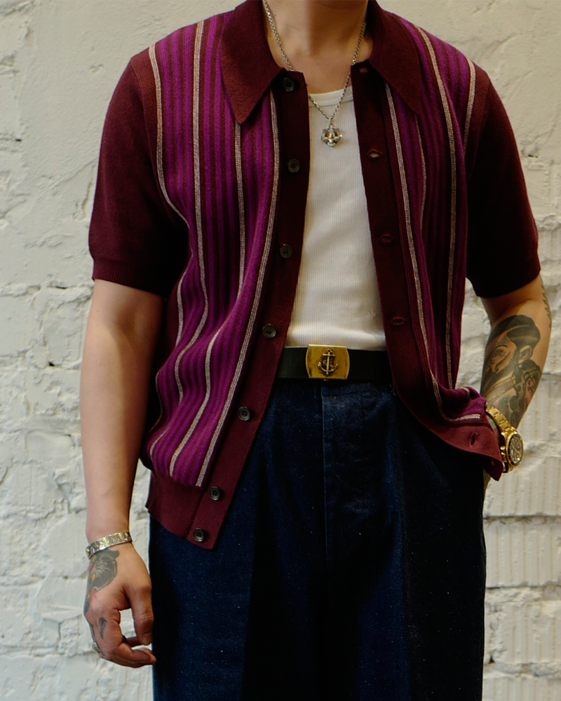Labourunion-clothing-handemade-american-retro-vintage-style-menswear-tops-LU139_Purple_Strip_knit_Shirt
