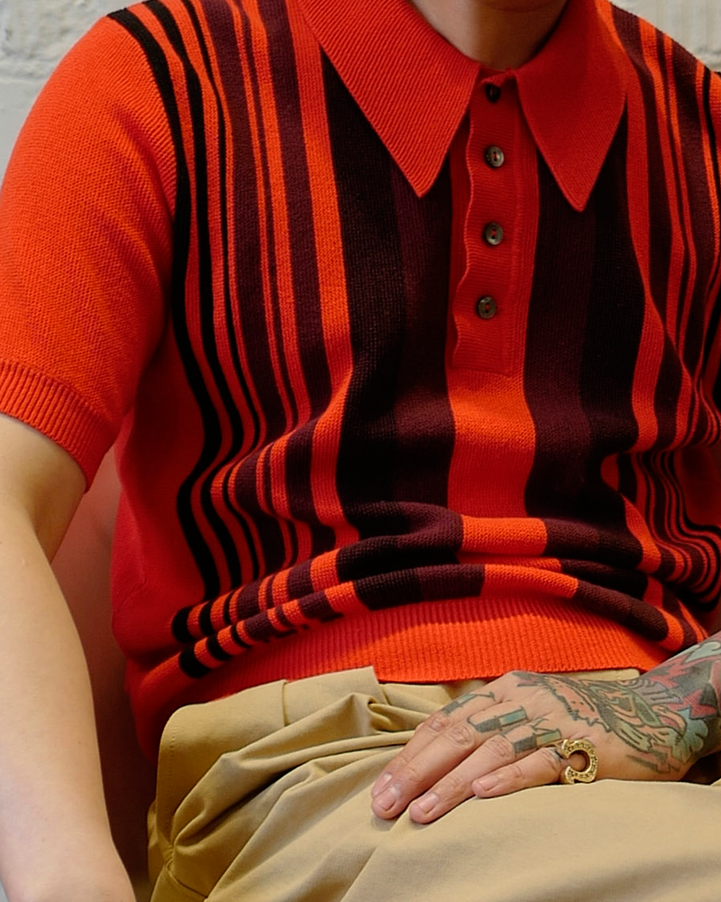 Labourunion-clothing-handemade-american-retro-vintage-style-menswear-tops-LU144_Orange_Striped_Knit_Polo_Shirt