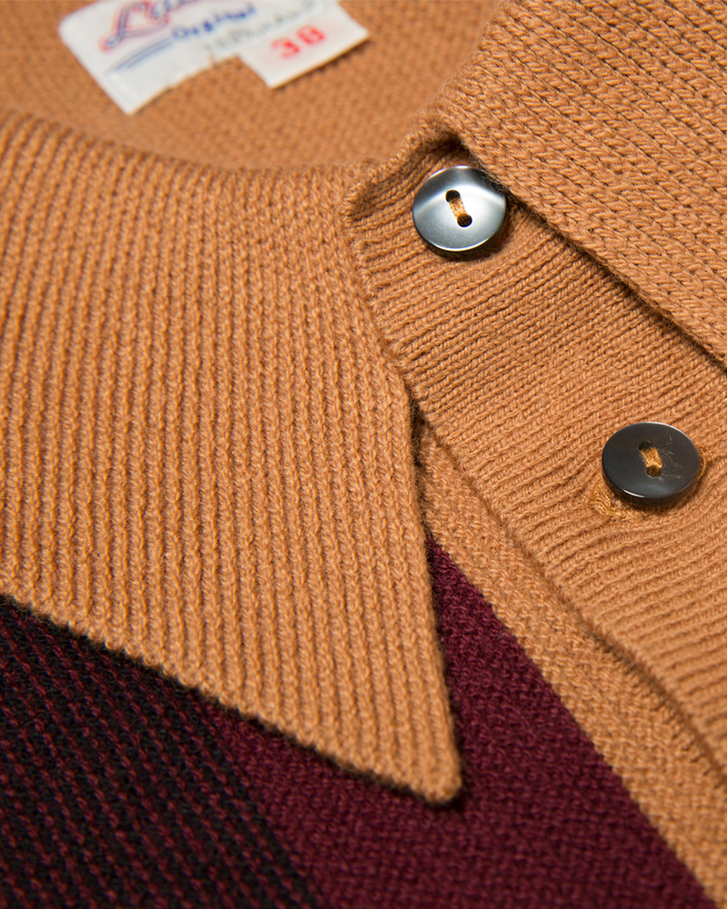 Labourunion-clothing-handemade-american-retro-vintage-style-menswear-tops-LU145_Camel_Striped_Knit_Polo_Shirt