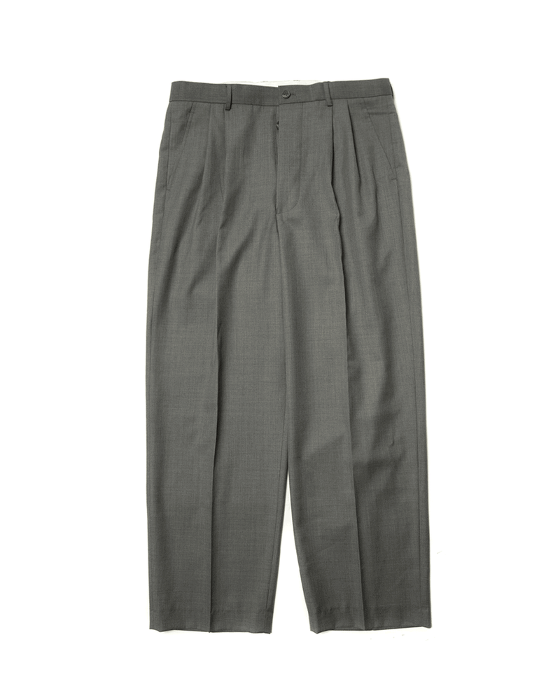 Worsted Wool Trousers-Grey