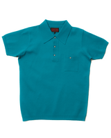Labourunion_clothing_handemade_american_retro_vintage_style_menswear_tops_50s_greenbook_LakeBlue_Polo_Shirt