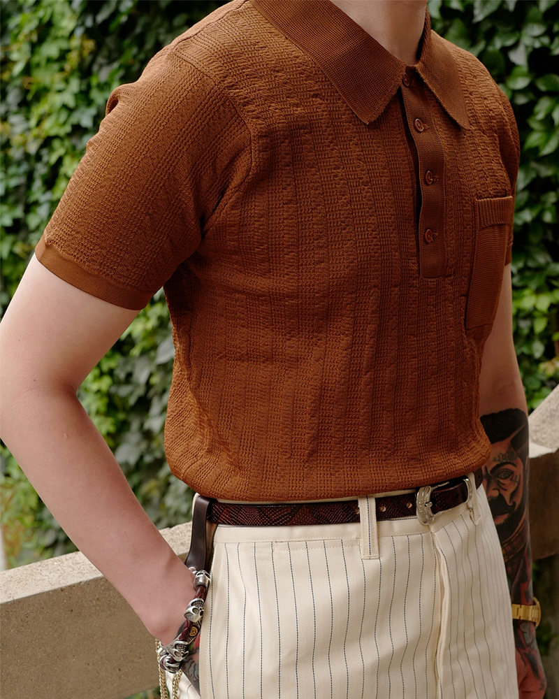 Rusty Jaquard Knit Polo Shirt Labour Union Clothing Since 1986 Vintage Inspired Heritage Menswear
