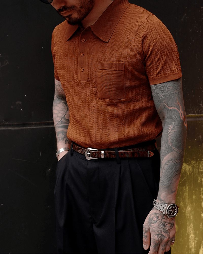 Labourunion_clothing_handemade_american_retro_vintage_style_menswear_tops_50s_greenbook_Rusty_Jaquard_Knit_Polo_Shirt