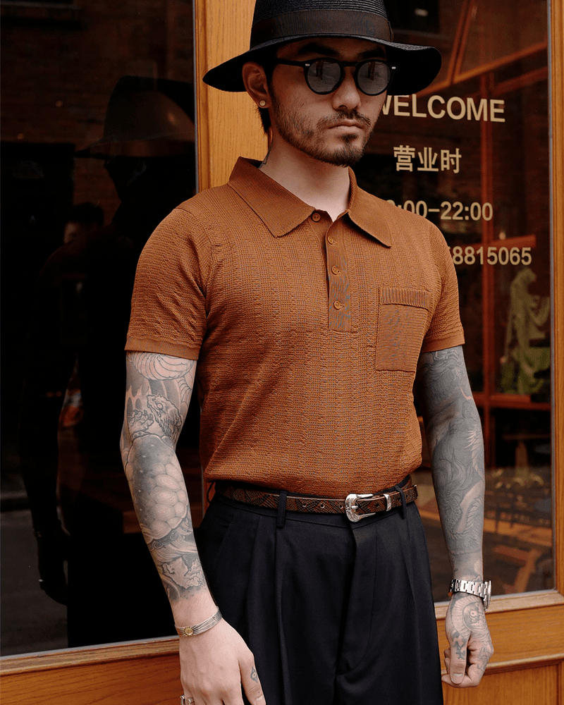 Rusty Jaquard Knit Polo Shirt – Labour Union Clothing-Since 1986