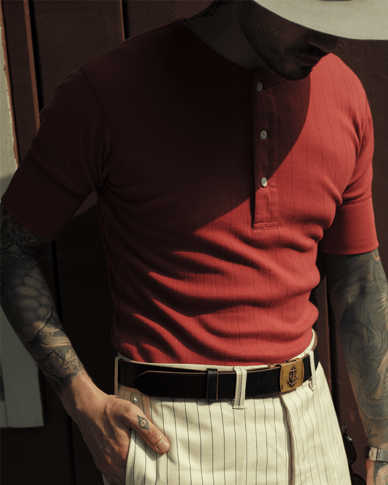 Labourunion_clothing_handemade_american_retro_vintage_style_menswear_tops_Striped_Slim_Fit_Henly_Shirt-Red