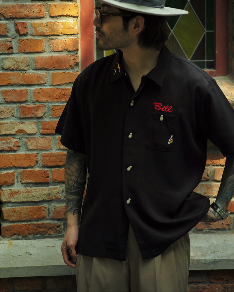 Labourunion_clothing_handemade_american_retro_vintage_style_menswear_tops_WhatMeworry_50s_Bowling_Shirt-black