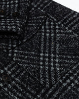 Black Check Wool Raglan Overcoat