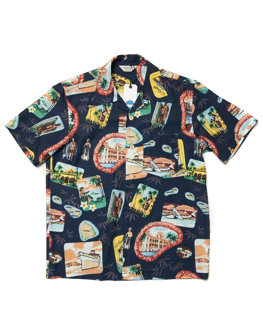 Laboour Union Voyager Aloha Shirt Green/Navy – Labour Union Clothing ...