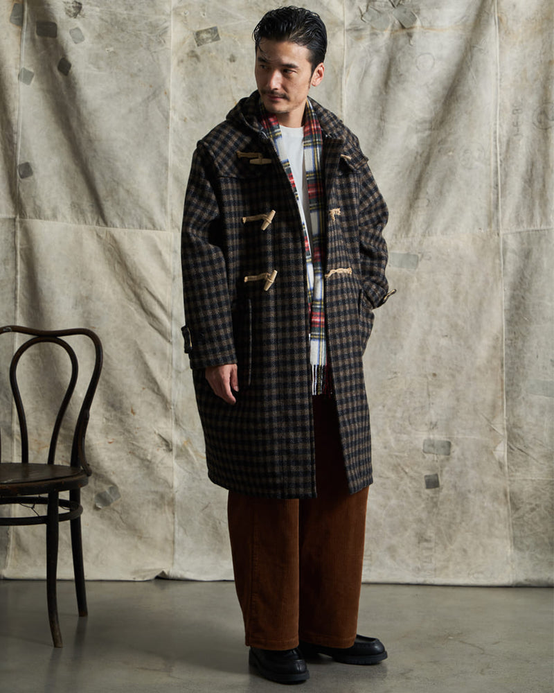 Checked Melton Wool Duffle Coat-Labour Union Clothing 22AW 