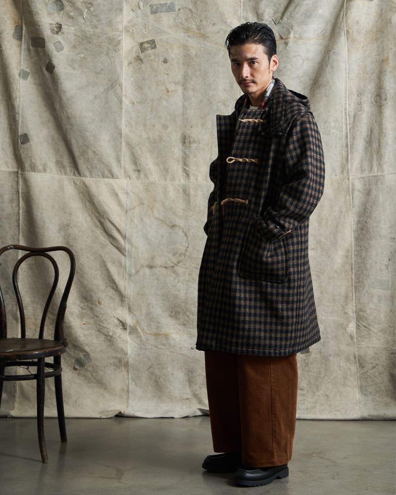 Checked Melton Wool Duffle Coat-Labour Union Clothing 22AW