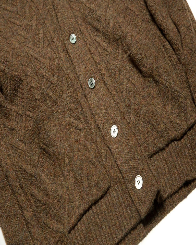 Shetland Wool Cable-knit Cardigan