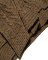 Shetland Wool Cable-knit Cardigan
