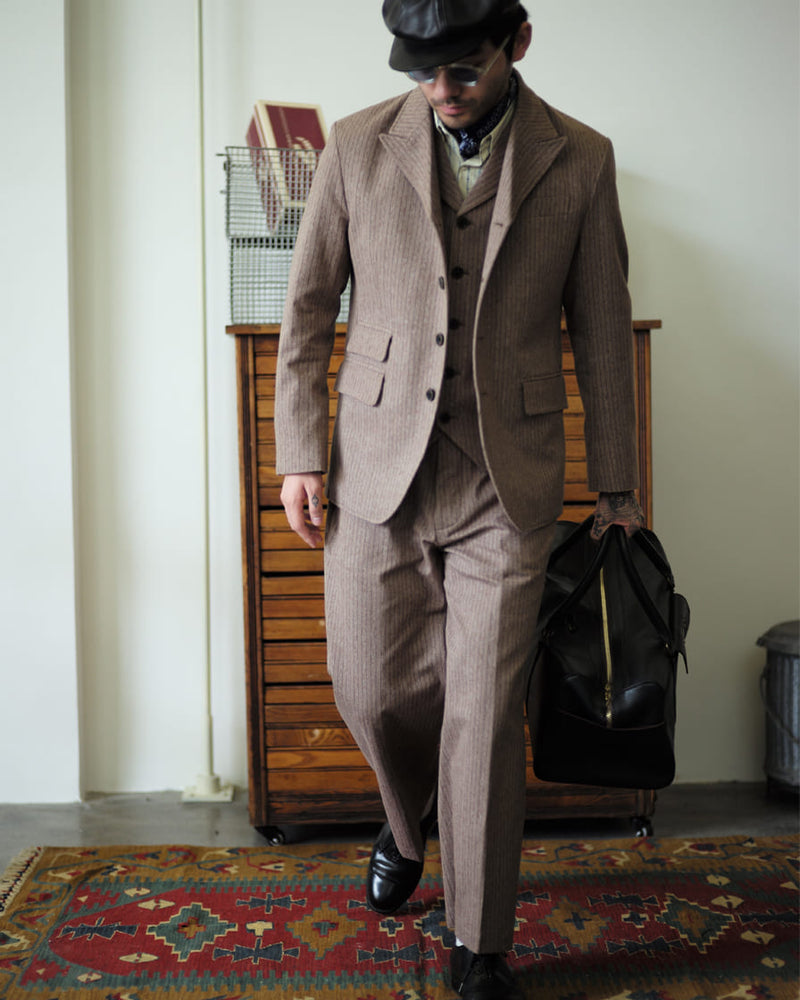 Pinstripe Peaked Lapel Suit jacket Brown