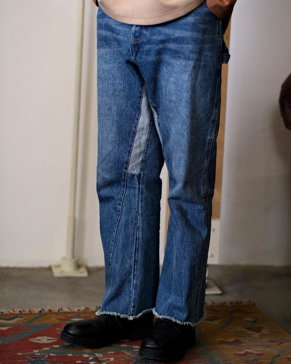Boot-Cut Patched Jeans